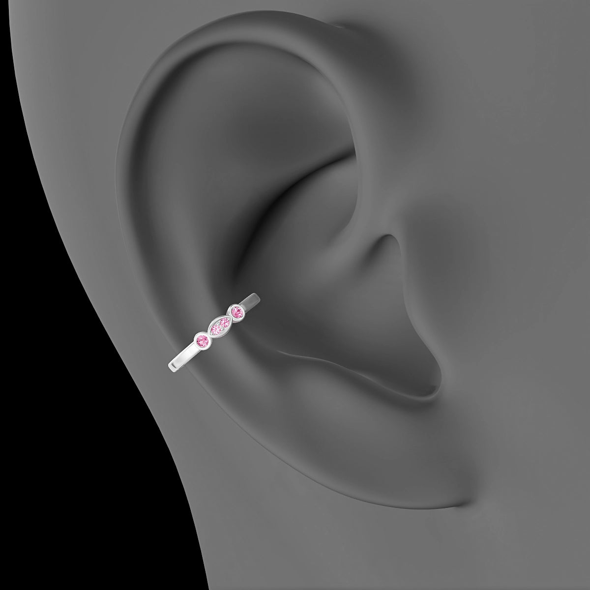 Epona | 18k White Gold 11 mm Pink Sapphire Hoop Piercing
