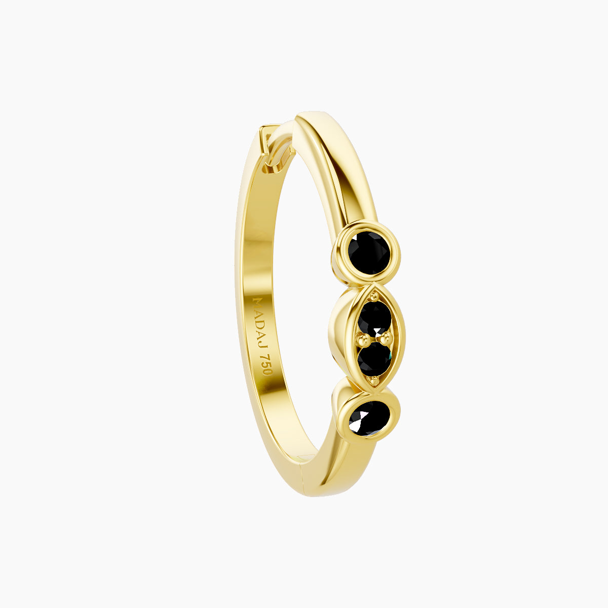 Epona | 18k Yellow Gold 11 mm Black Diamond Hoop Piercing