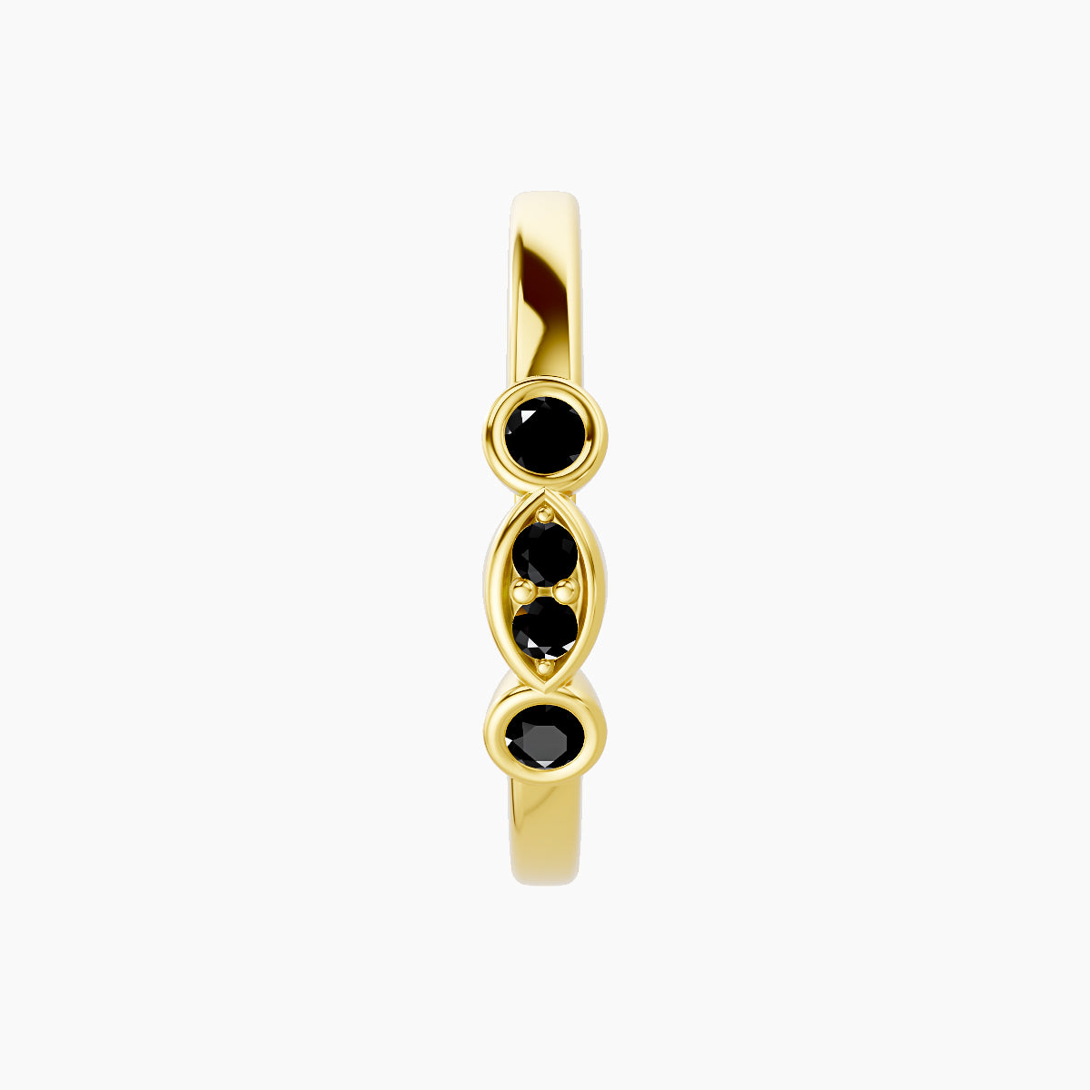 Epona | 18k Yellow Gold 11 mm Black Diamond Hoop Piercing