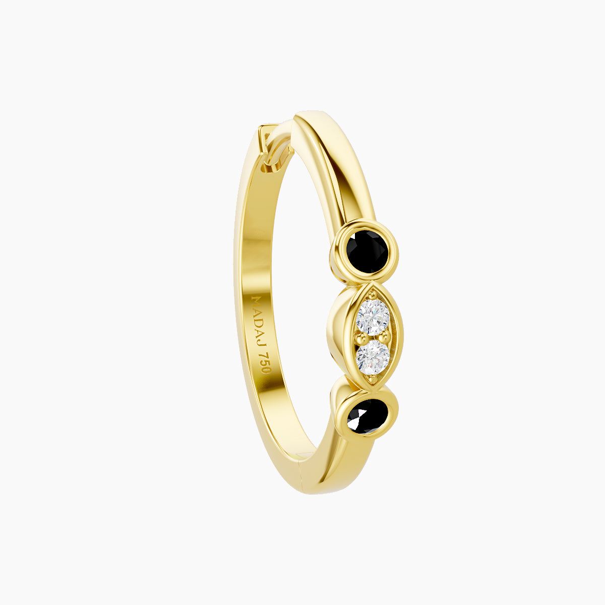 Epona | 18k Yellow Gold 11 mm Black Diamond & Diamond Hoop Piercing