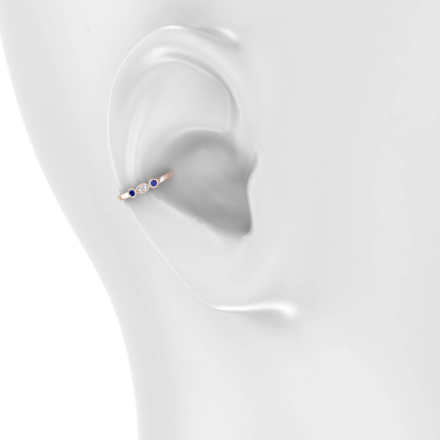 Epona | 18k Rose Gold 11 mm Sapphire & Diamond Hoop Piercing