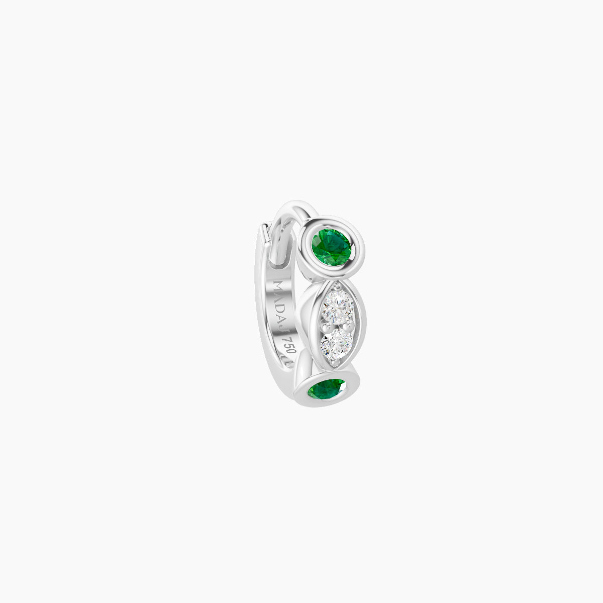 Epona | 18k White Gold 5 mm Emerald & Diamond Hoop Piercing