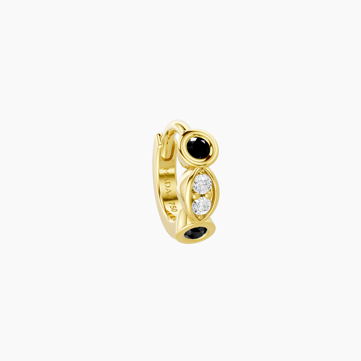 Epona | 18k Yellow Gold 5 mm Black Diamond & Diamond Hoop Piercing