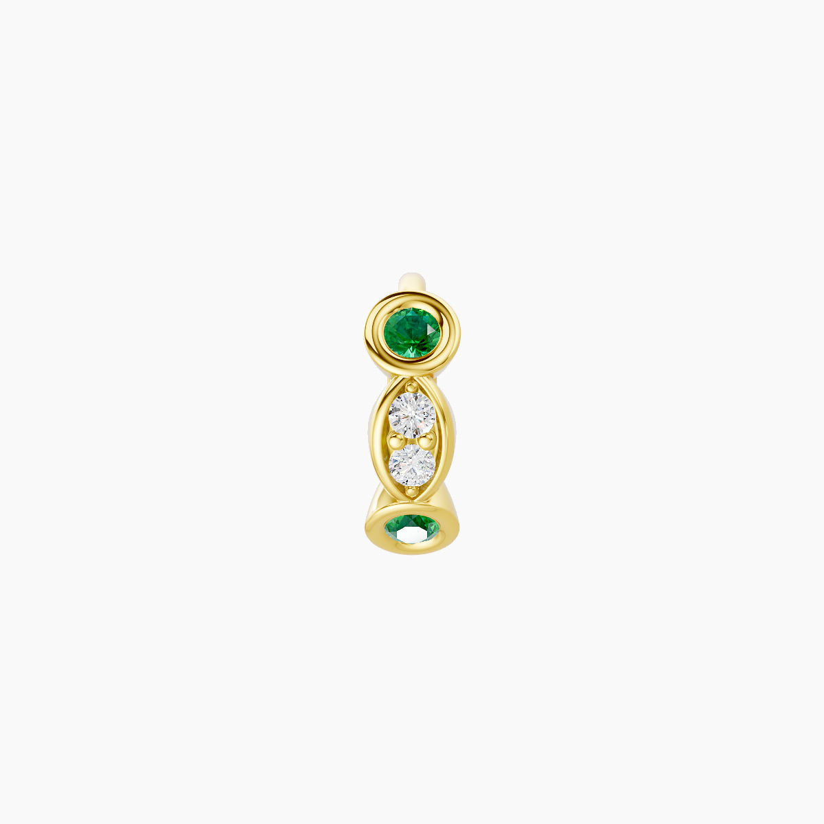 Epona | 18k Yellow Gold 5 mm Emerald & Diamond Hoop Piercing