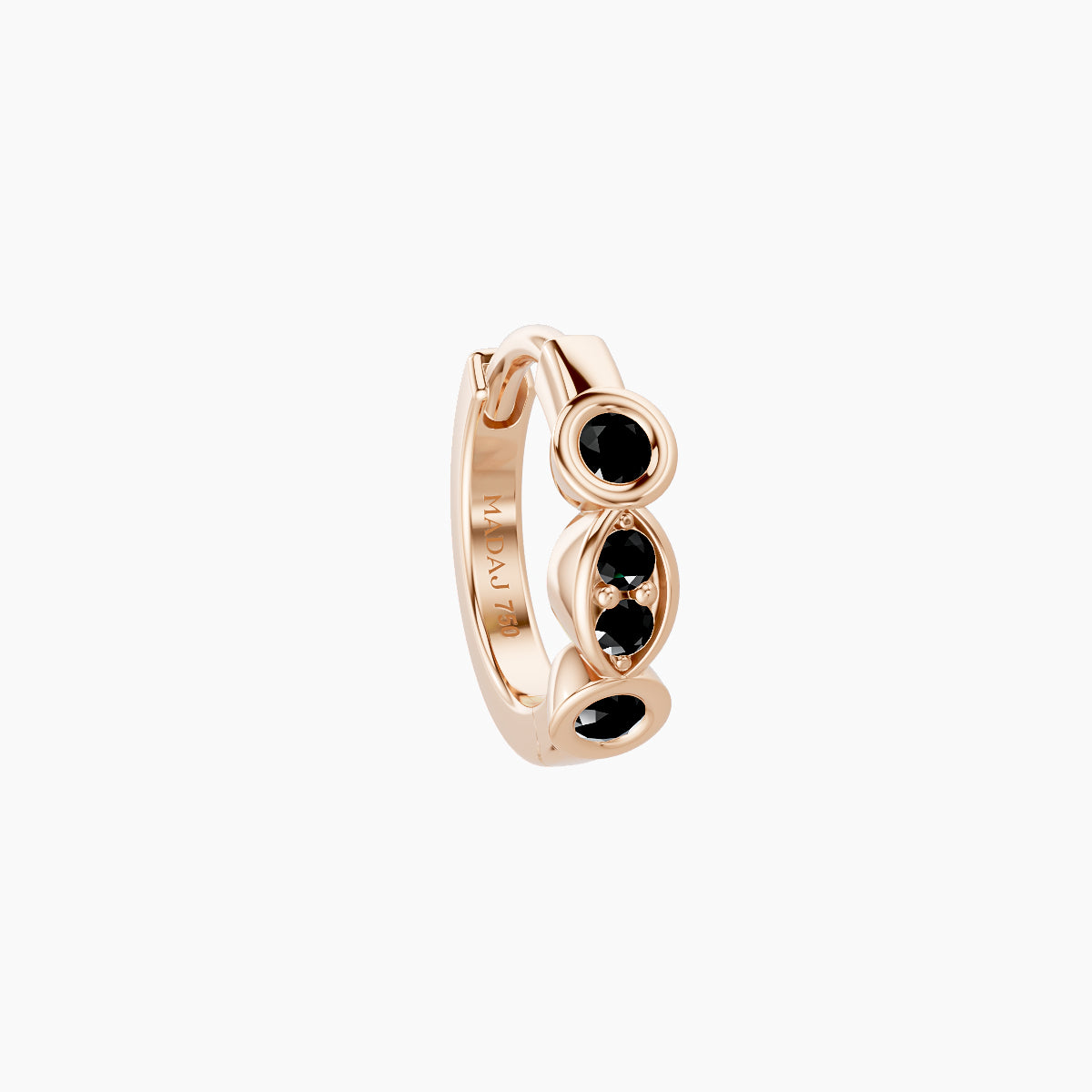 Epona | 18k Rose Gold 6.5 mm Black Diamond Hoop Piercing