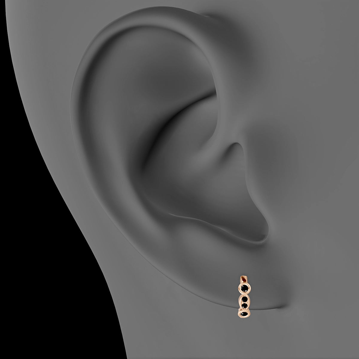 Epona | 18k Rose Gold 6.5 mm Black Diamond Hoop Piercing
