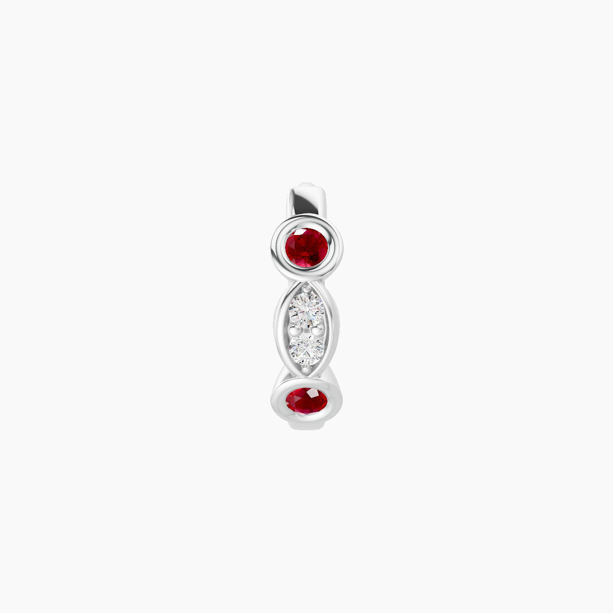 Epona | 18k White Gold 6.5 mm Ruby & Diamond Hoop Piercing