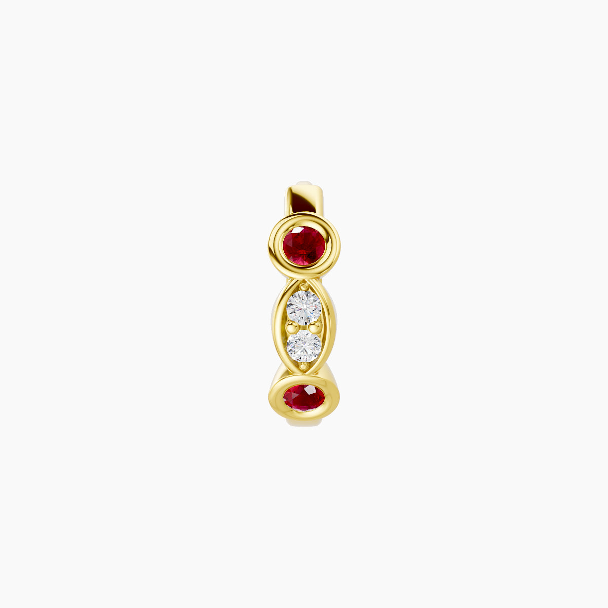 Epona | 18k Yellow Gold 6.5 mm Ruby & Diamond Hoop Piercing