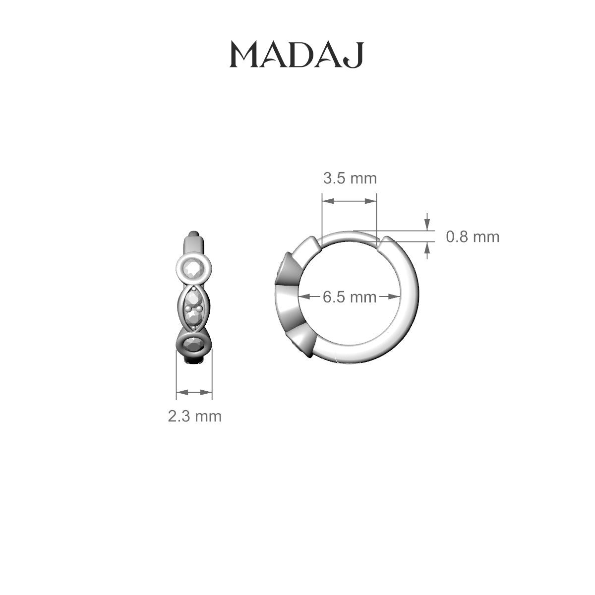 Epona | 18k White Gold 6.5 mm Black Diamond & Diamond Hoop Piercing