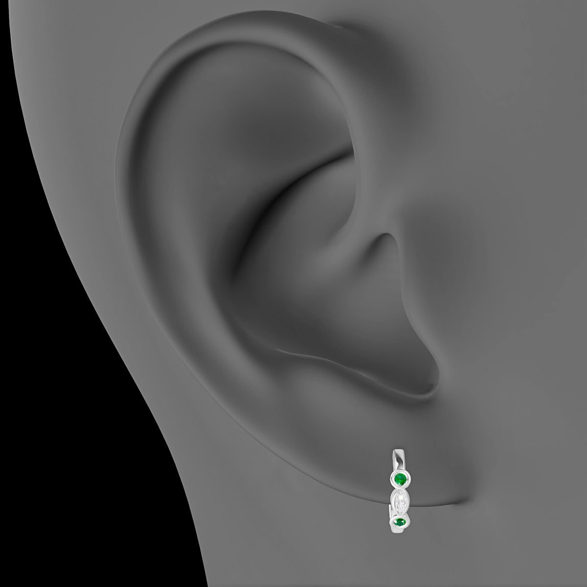 Epona | 18k White Gold 8 mm Emerald & Diamond Hoop Piercing