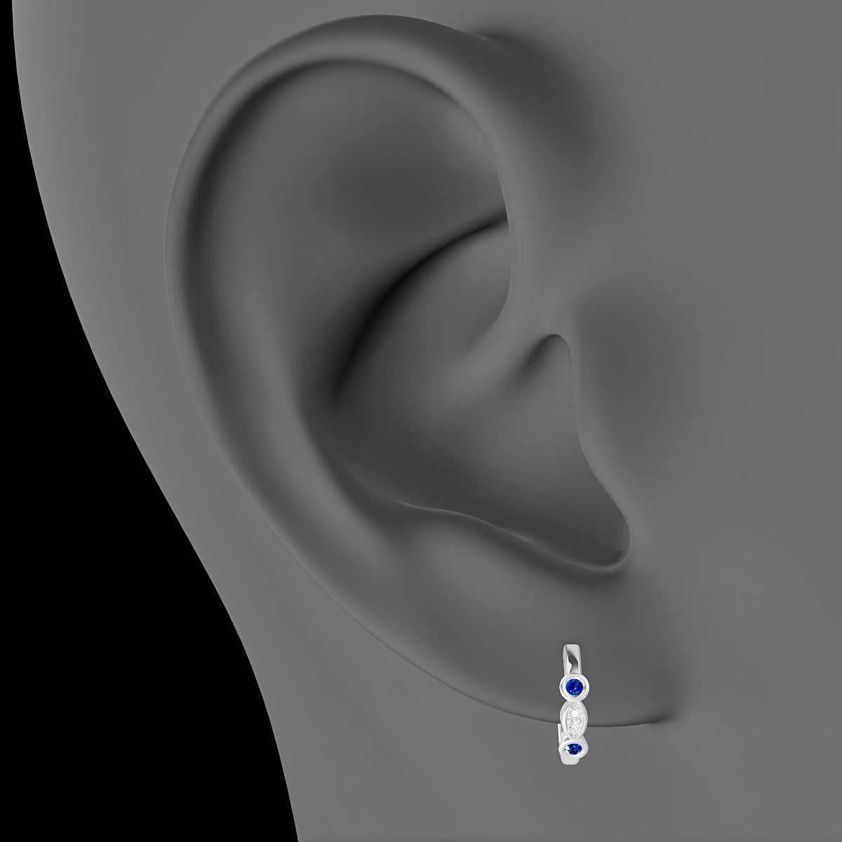Epona | 18k White Gold 8 mm Sapphire & Diamond Hoop Piercing