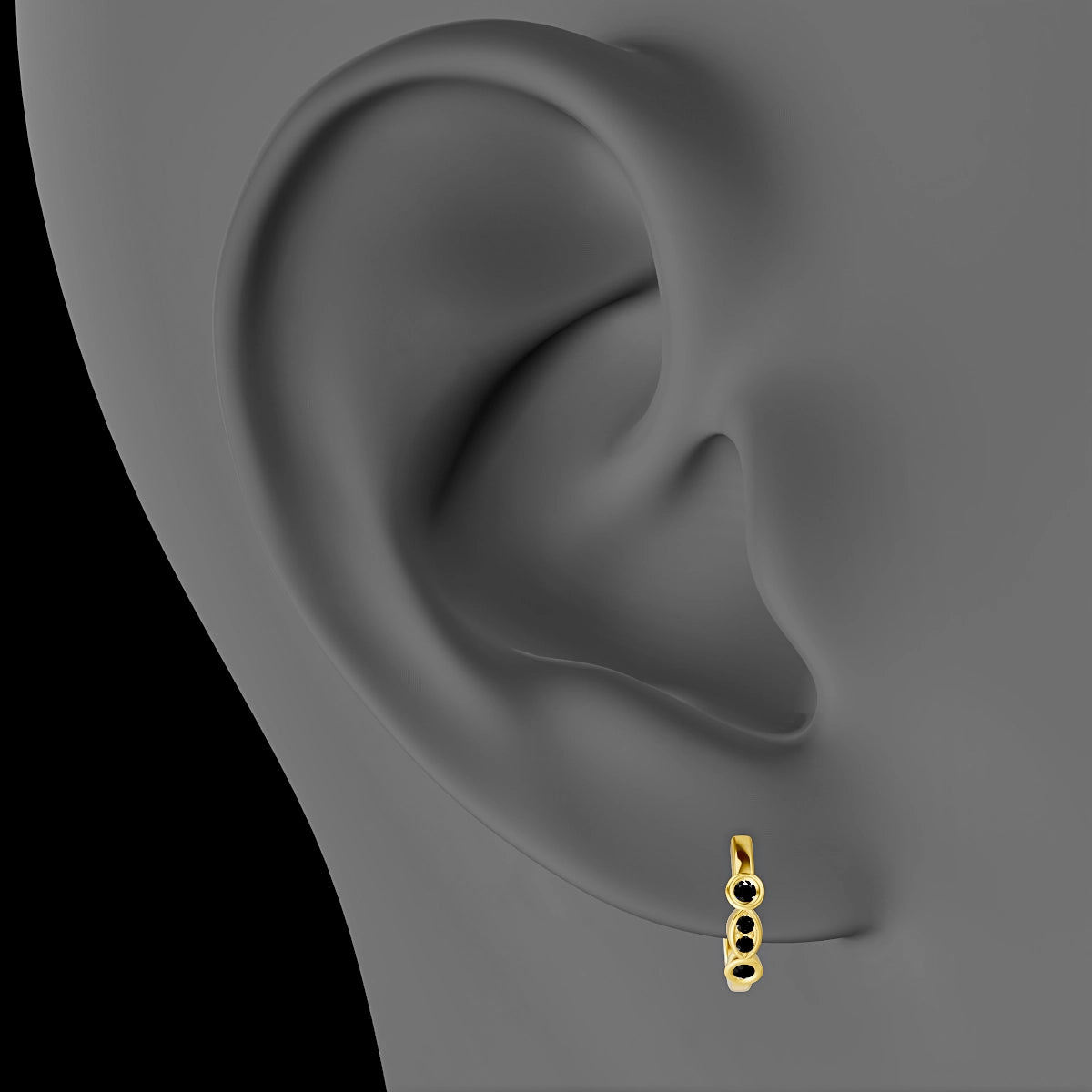 Epona | 18k Yellow Gold 8 mm Black Diamond Hoop Piercing