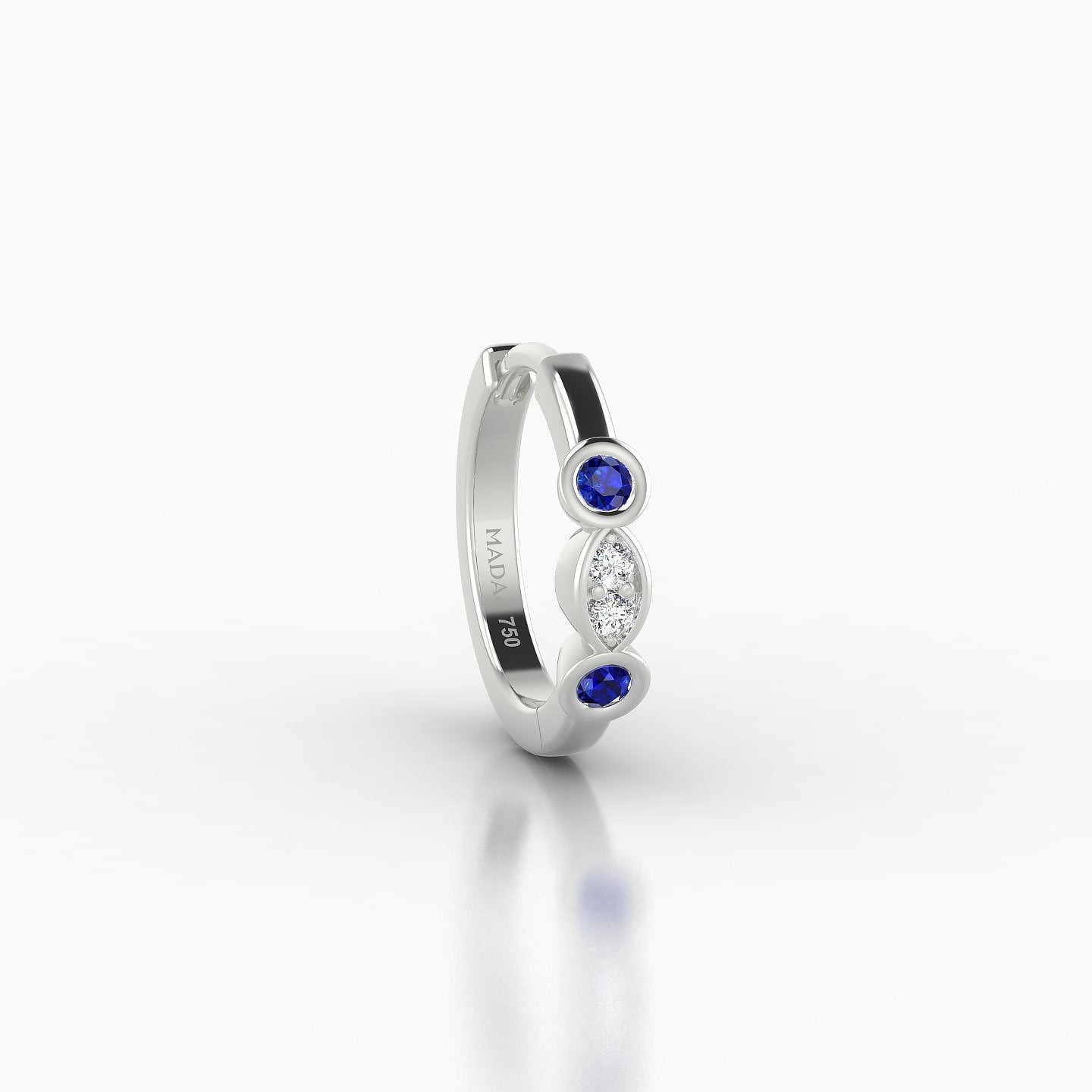 Epona | 18k White Gold 8 mm Sapphire & Diamond Hoop Piercing