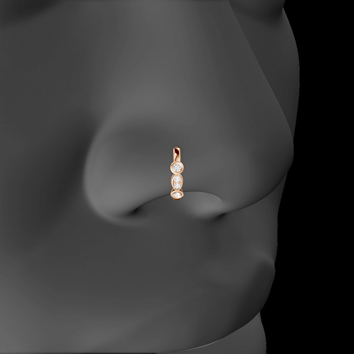 Epona | 18k Rose Gold 8 mm Diamond Nose Ring Piercing
