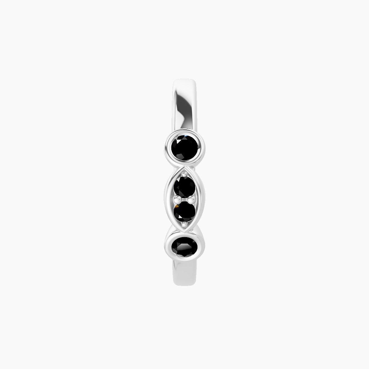 Epona | 18k White Gold 9.5 mm Black Diamond Hoop Piercing