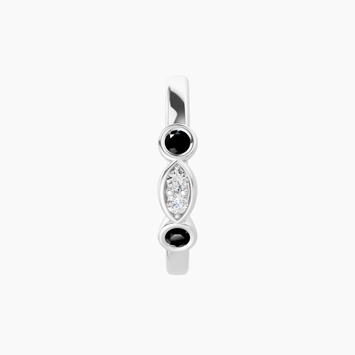 Epona | 18k White Gold 9.5 mm Black Diamond & Diamond Hoop Piercing