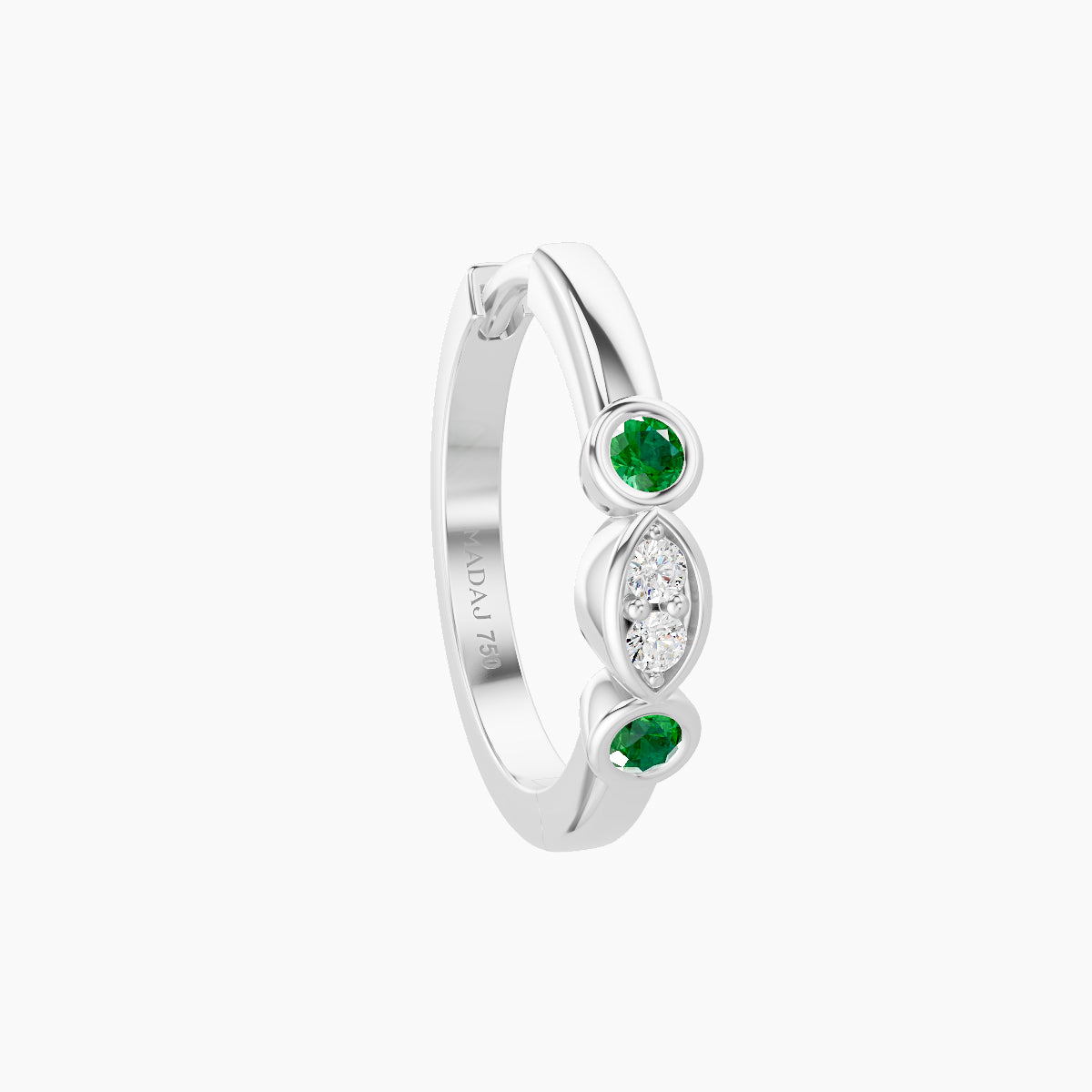 Epona | 18k White Gold 9.5 mm Emerald & Diamond Hoop Piercing