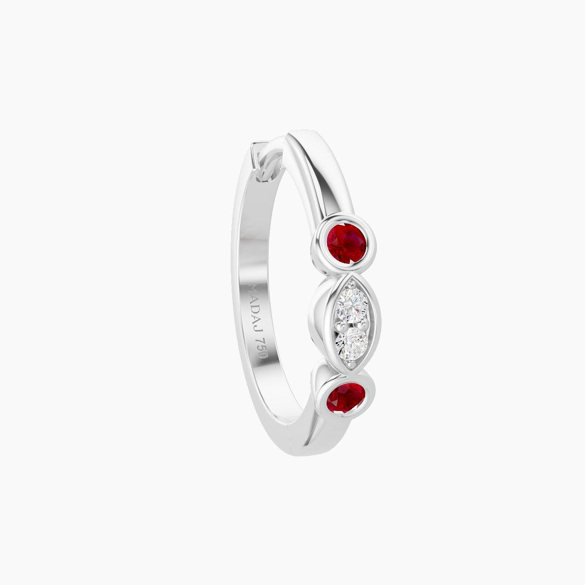 Epona | 18k White Gold 9.5 mm Ruby & Diamond Hoop Piercing