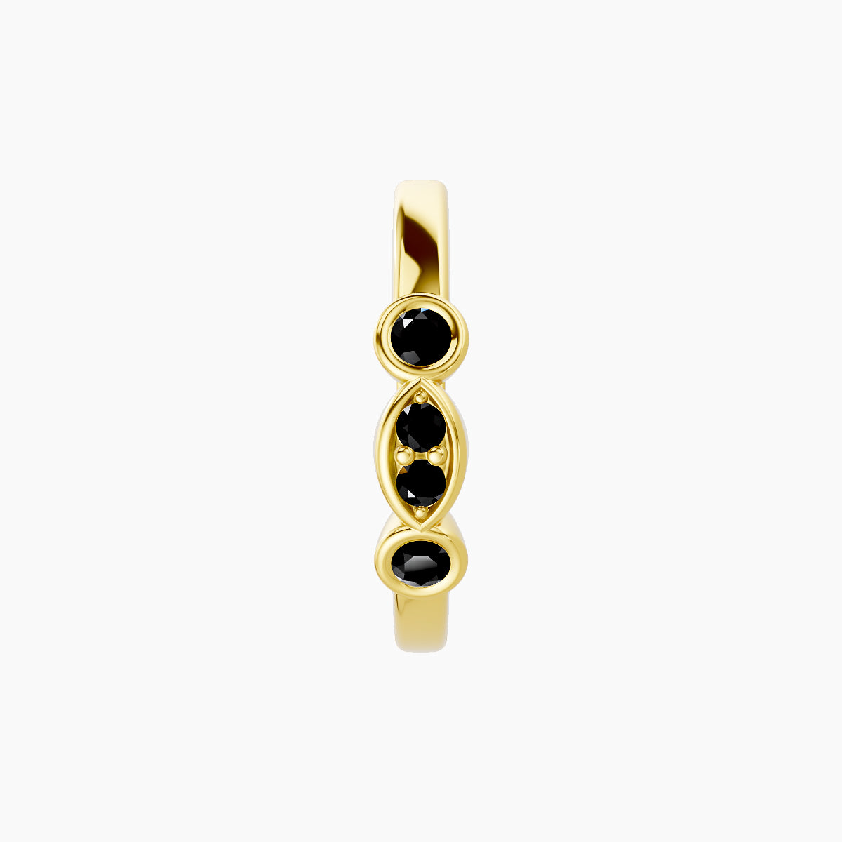 Epona | 18k Yellow Gold 9.5 mm Black Diamond Hoop Piercing