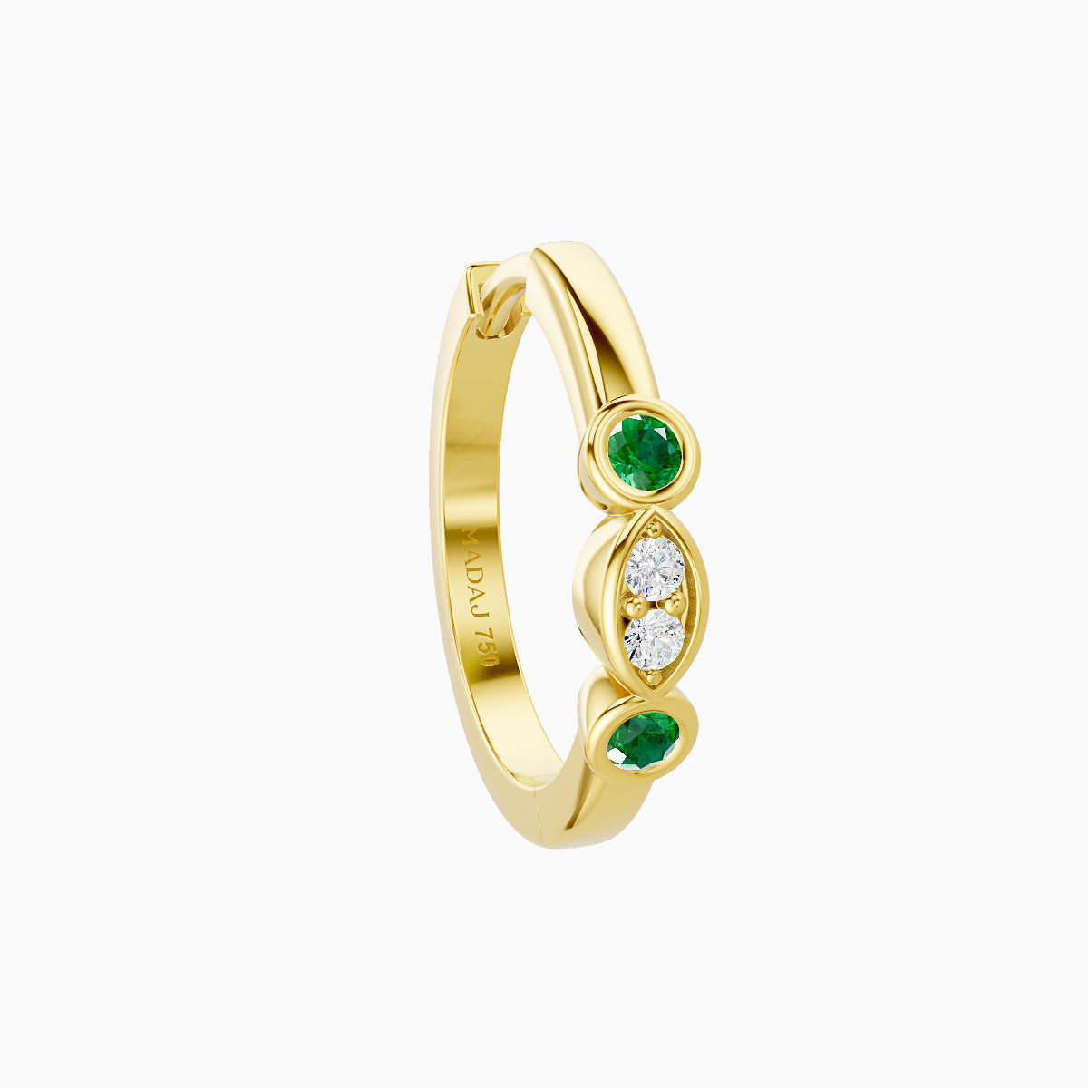 Epona | 18k Yellow Gold 9.5 mm Emerald & Diamond Hoop Piercing
