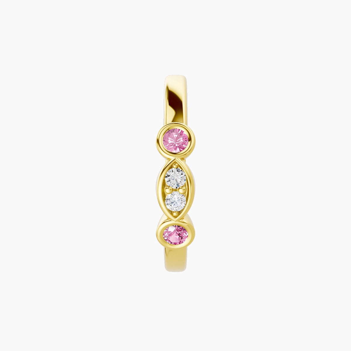 Epona | 18k Yellow Gold 9.5 mm Pink Sapphire & Diamond Hoop Piercing