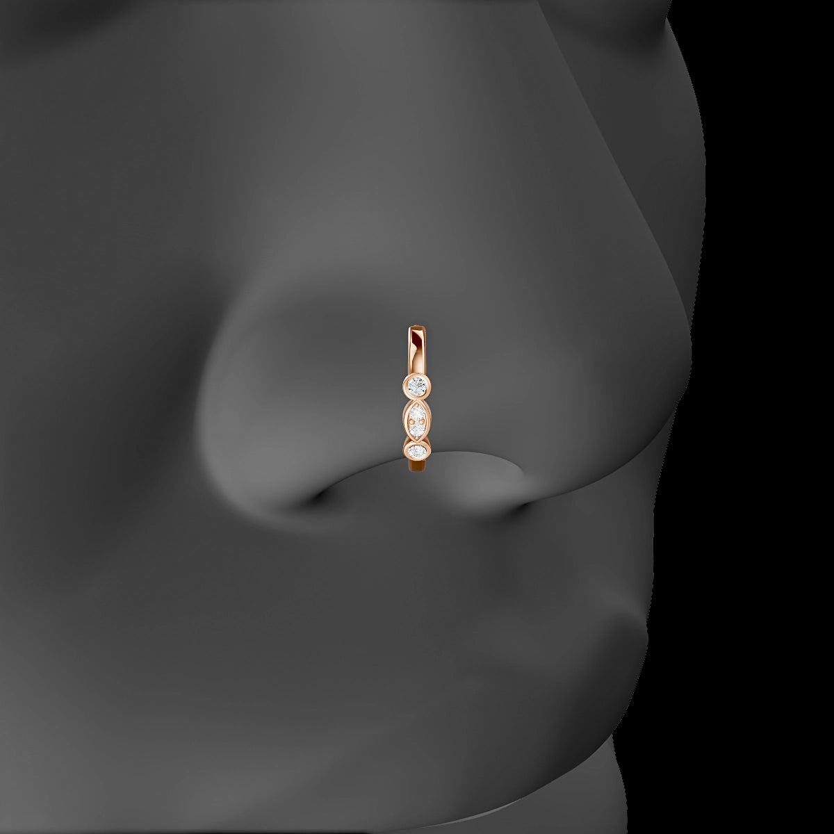 Epona | 18k Rose Gold 9.5 mm Diamond Nose Ring Piercing