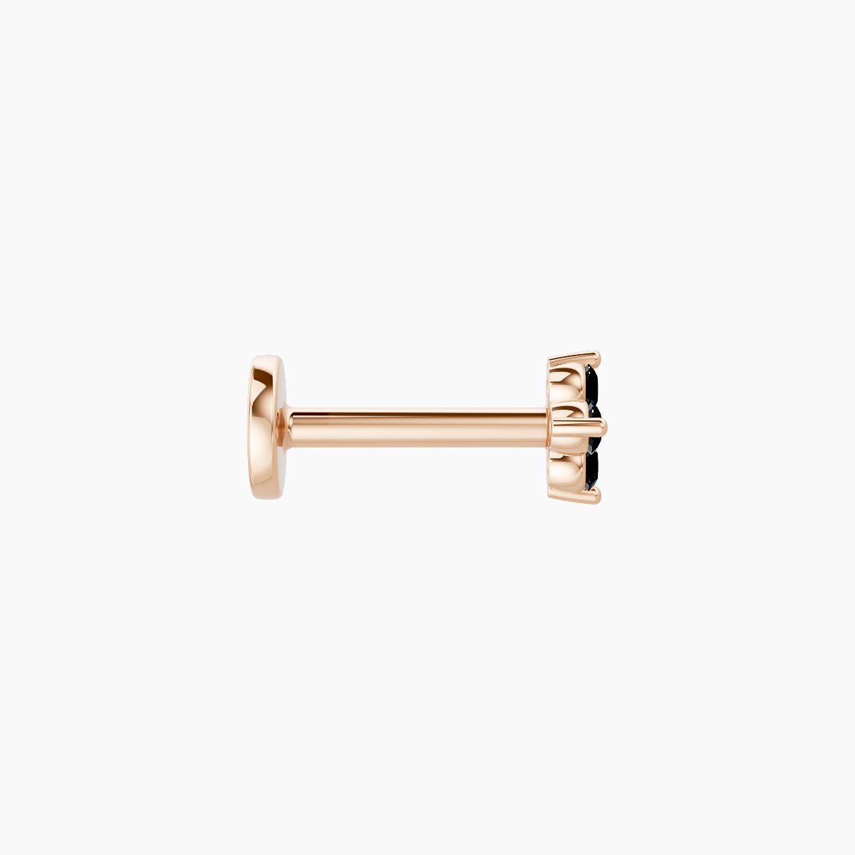 Eris | 18k Rose Gold 6.5 mm 4 mm Flower Black Diamond Nose Piercing