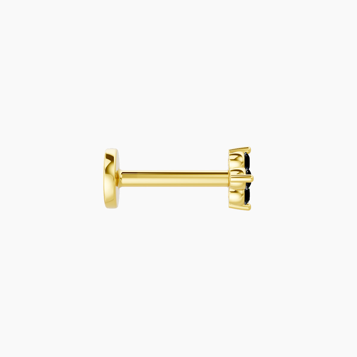 Eris | 18k Yellow Gold 6.5 mm 4 mm Flower Black Diamond Nose Piercing
