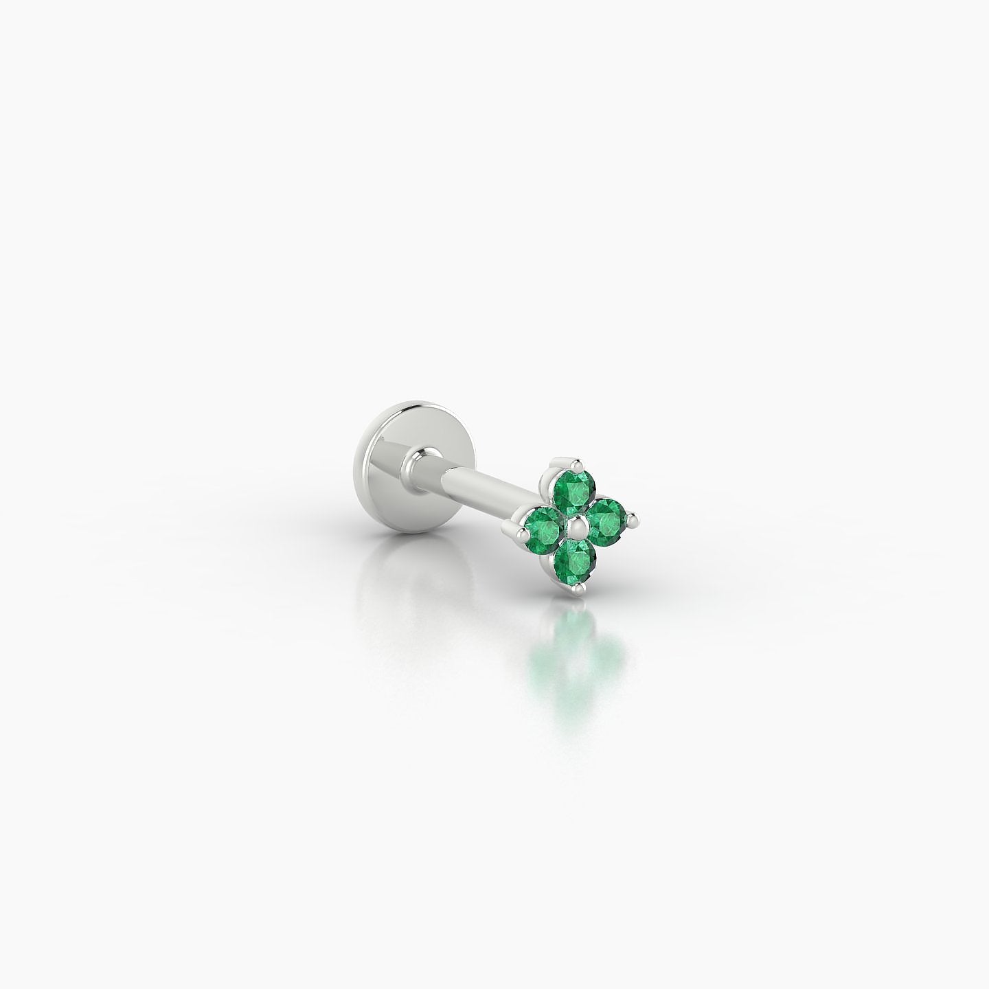 Eris | 18k White Gold 6.5 mm 4 mm Flower Emerald Nostril Piercing