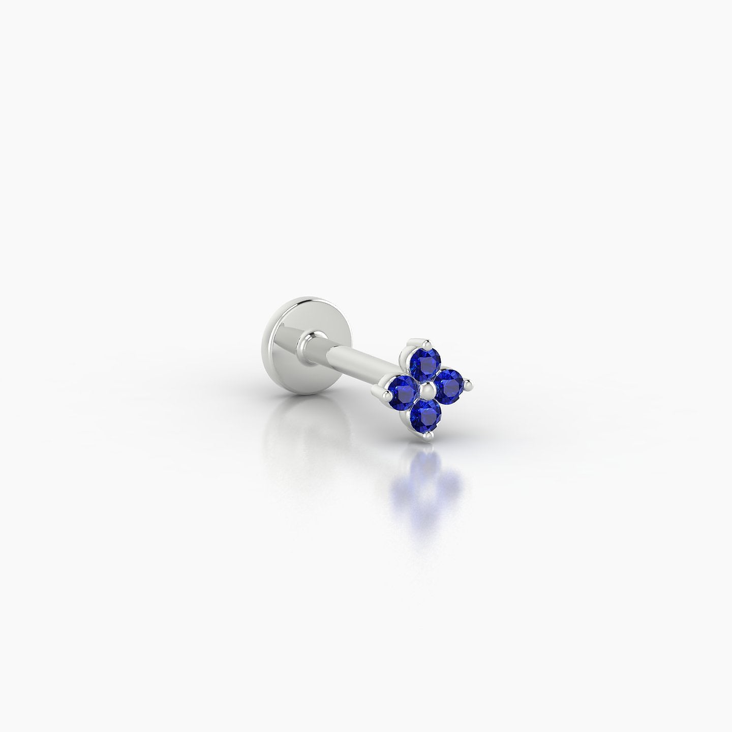 Eris | 18k White Gold 6.5 mm 4 mm Flower Sapphire Nose Piercing