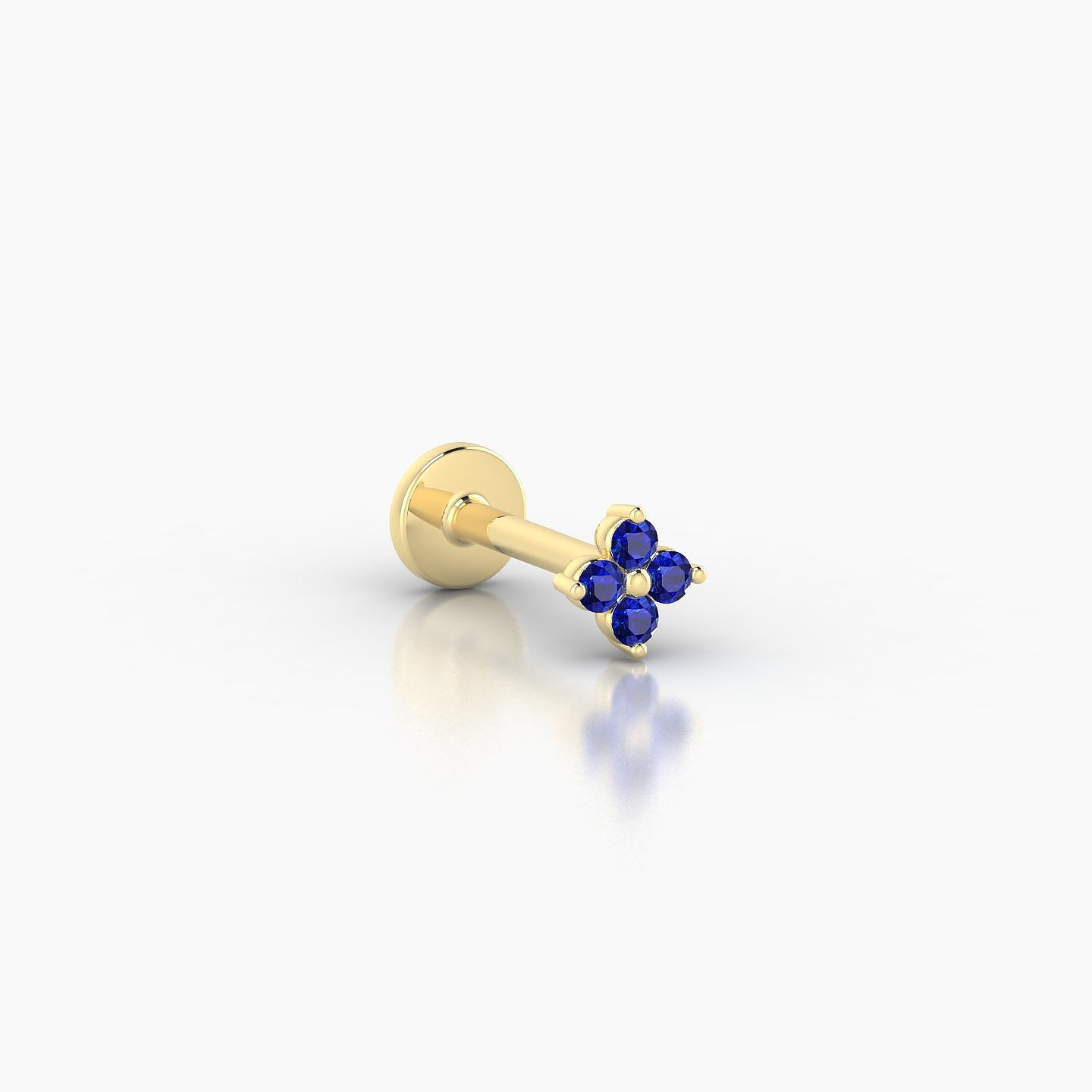 Eris | 18k Yellow Gold 6.5 mm 4 mm Flower Sapphire Nose Piercing