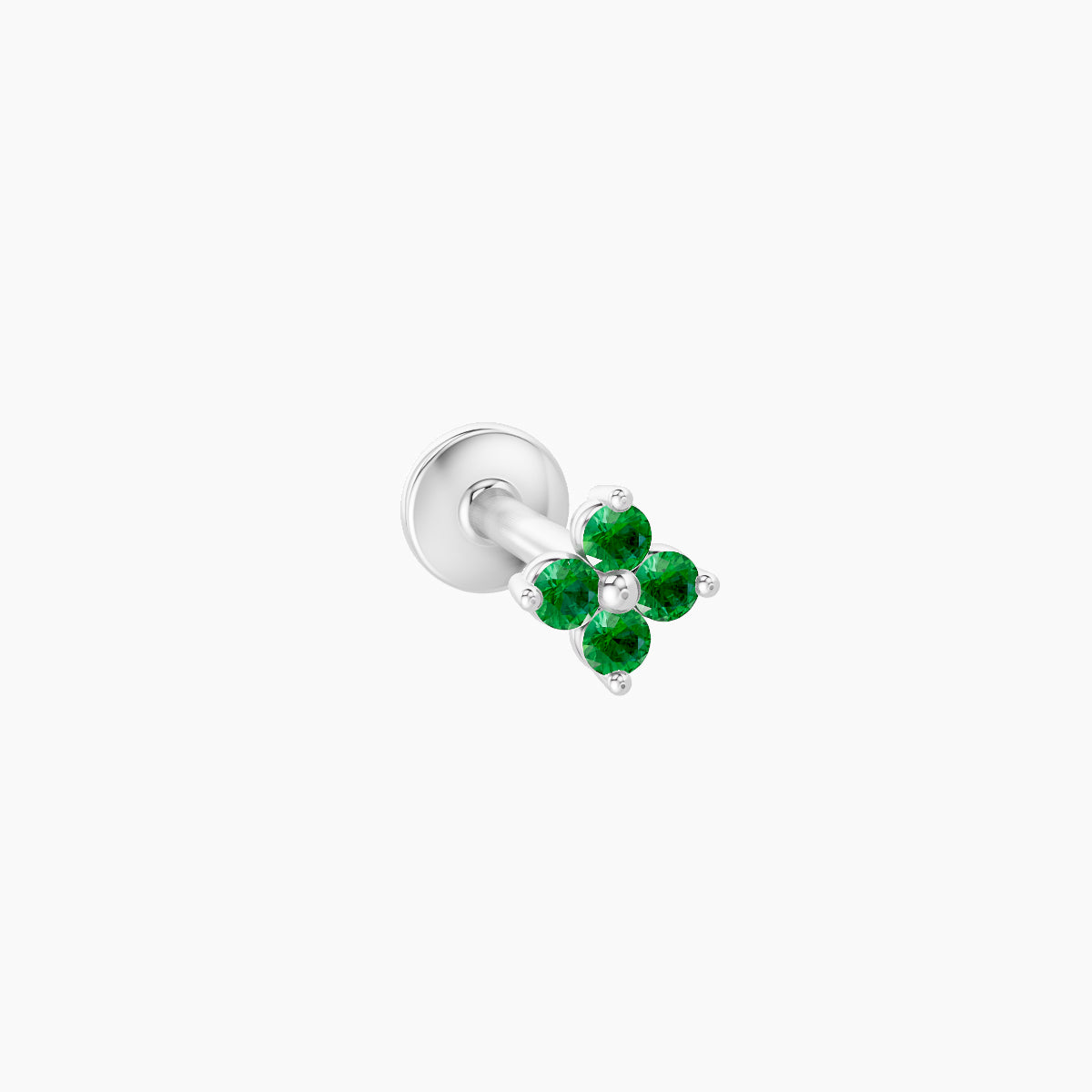 Eris | 18k White Gold 6.5 mm 4 mm Flower Emerald Piercing