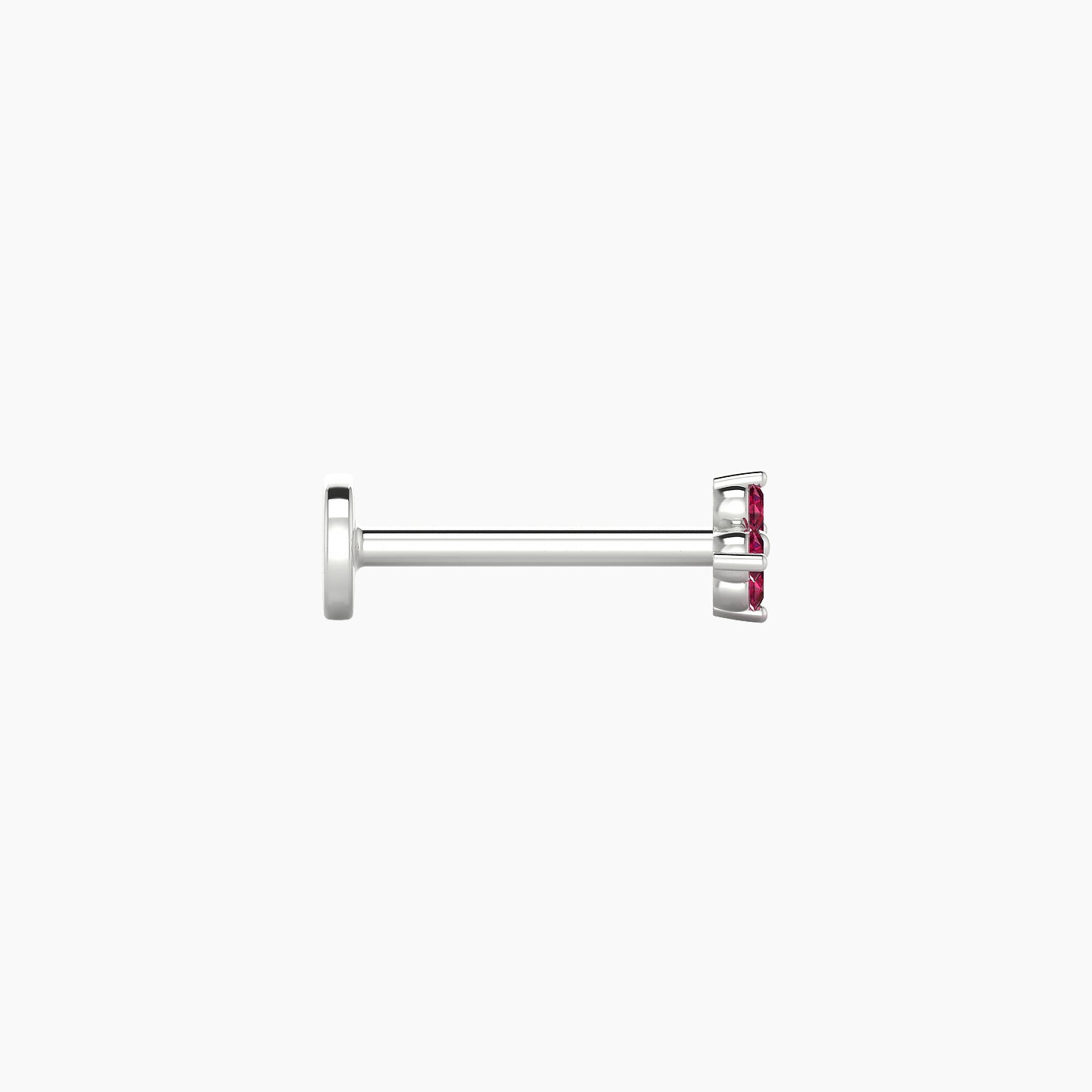Eris | 18k White Gold 8 mm 4 mm Flower Ruby Nose Piercing