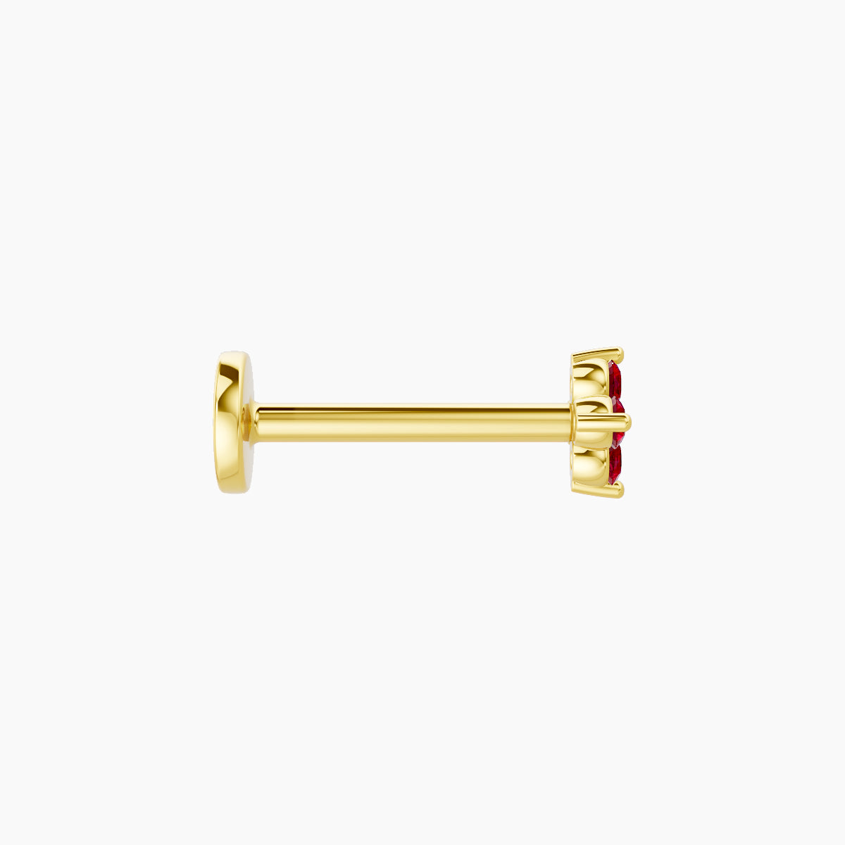 Eris | 18k Yellow Gold 8 mm 4 mm Flower Ruby Piercing