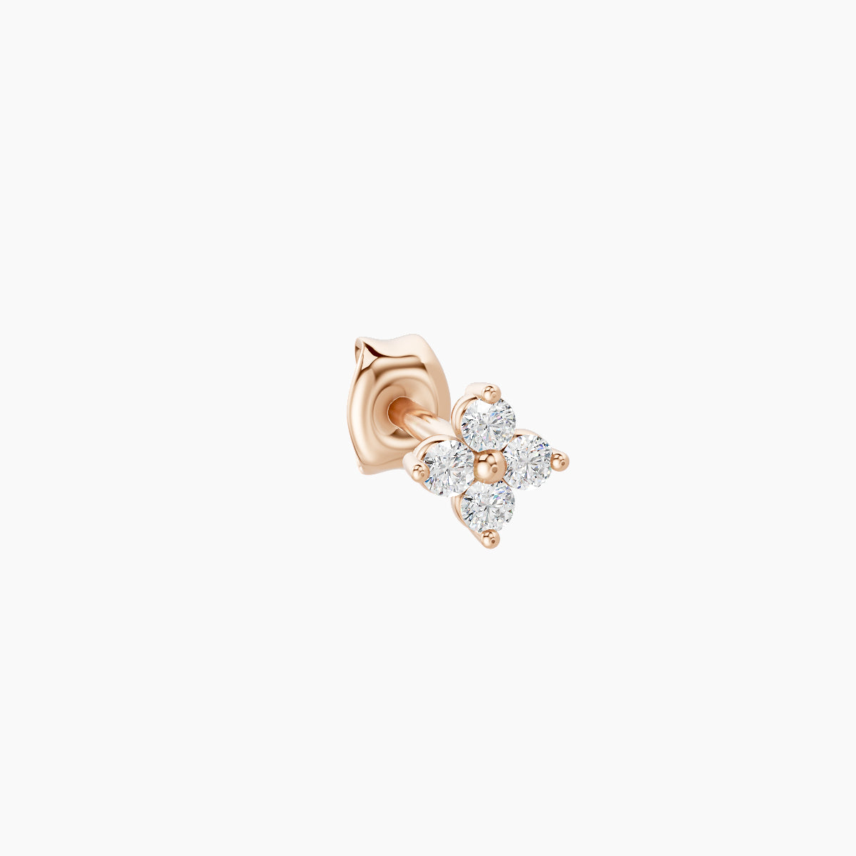 Eris | 18k Rose Gold 4 mm Flower Diamond Earring