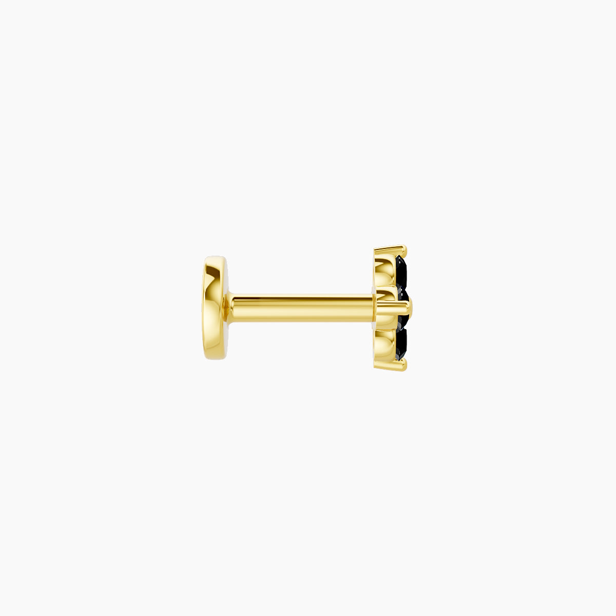 Eris | 18k Yellow Gold 5 mm 4.5 mm Flower Black Diamond Nose Piercing