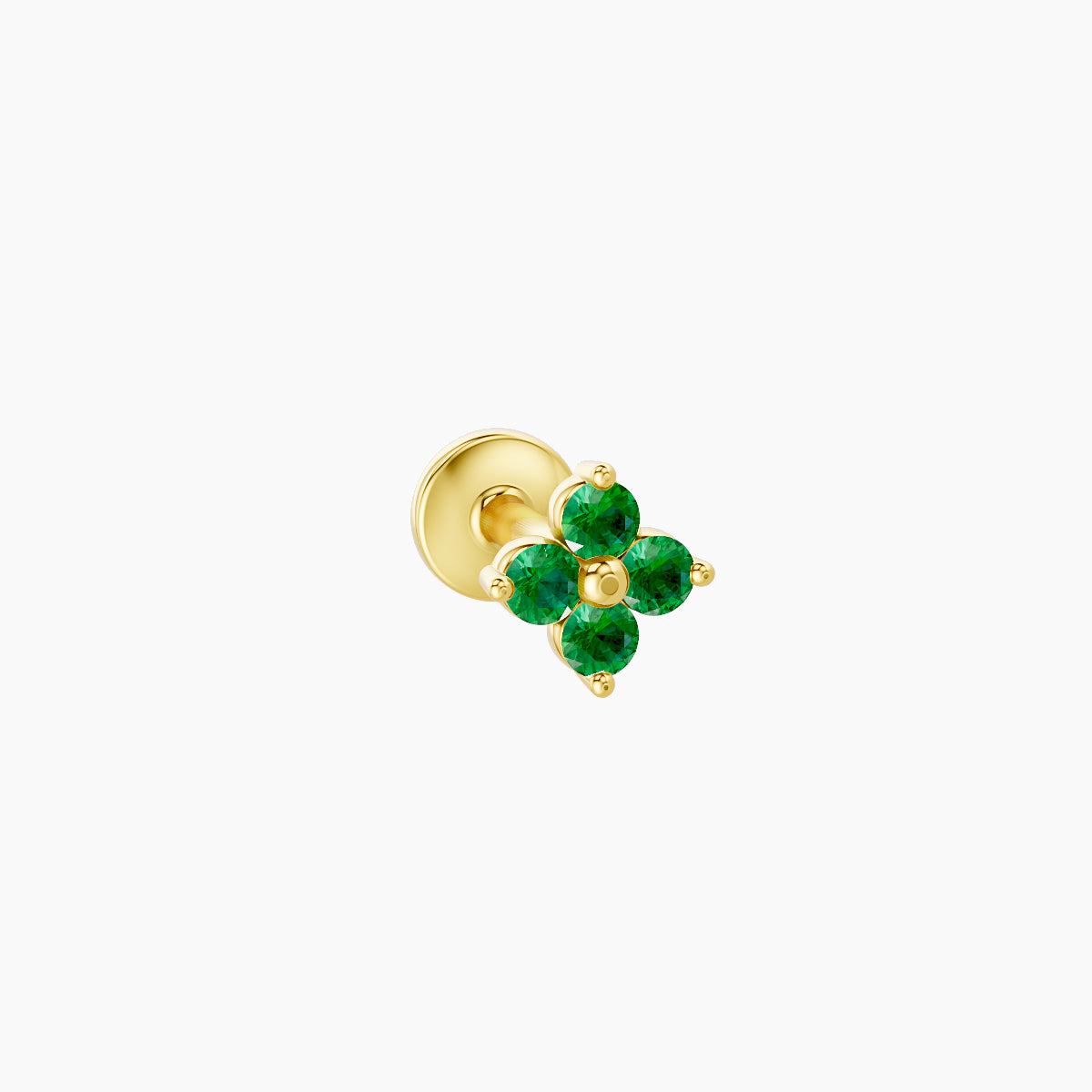 Eris | 18k Yellow Gold 5 mm 4.5 mm Flower Emerald Piercing