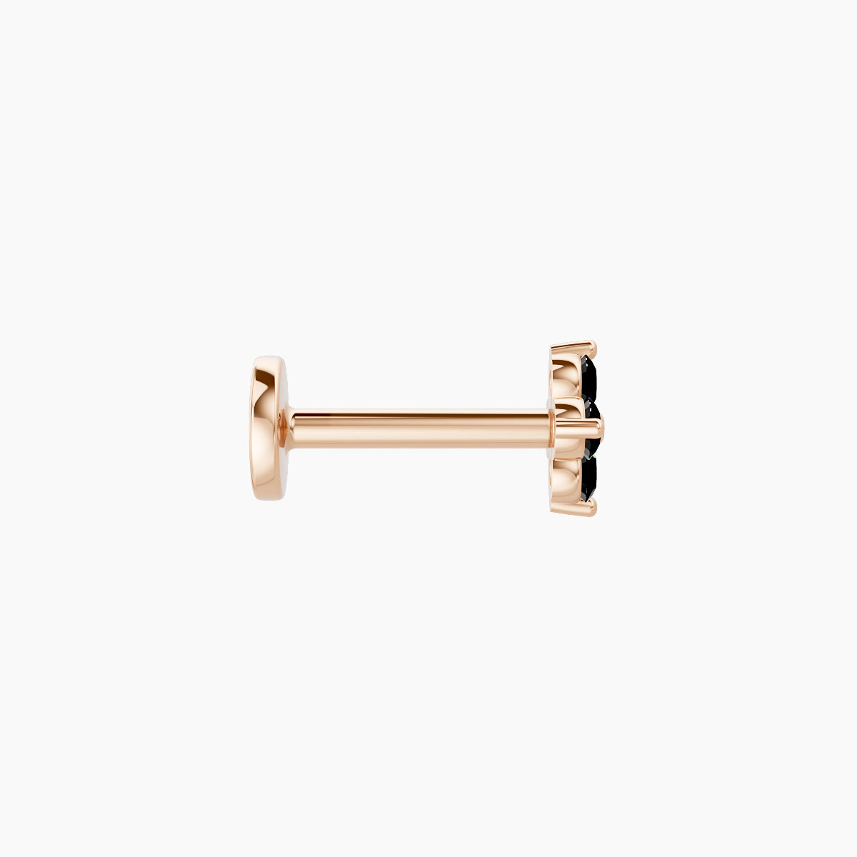 Eris | 18k Rose Gold 6.5 mm 4.5 mm Flower Black Diamond Nose Piercing