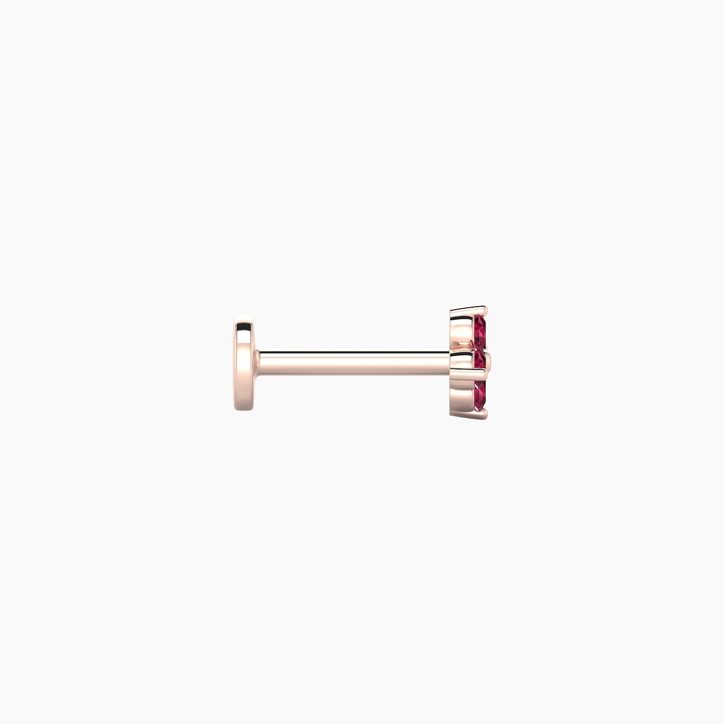 Eris | 18k Rose Gold 6.5 mm 4.5 mm Flower Ruby Nose Piercing