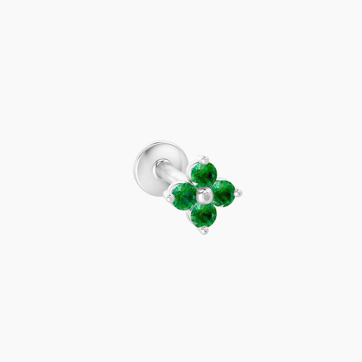 Eris | 18k White Gold 6.5 mm 4.5 mm Flower Emerald Piercing