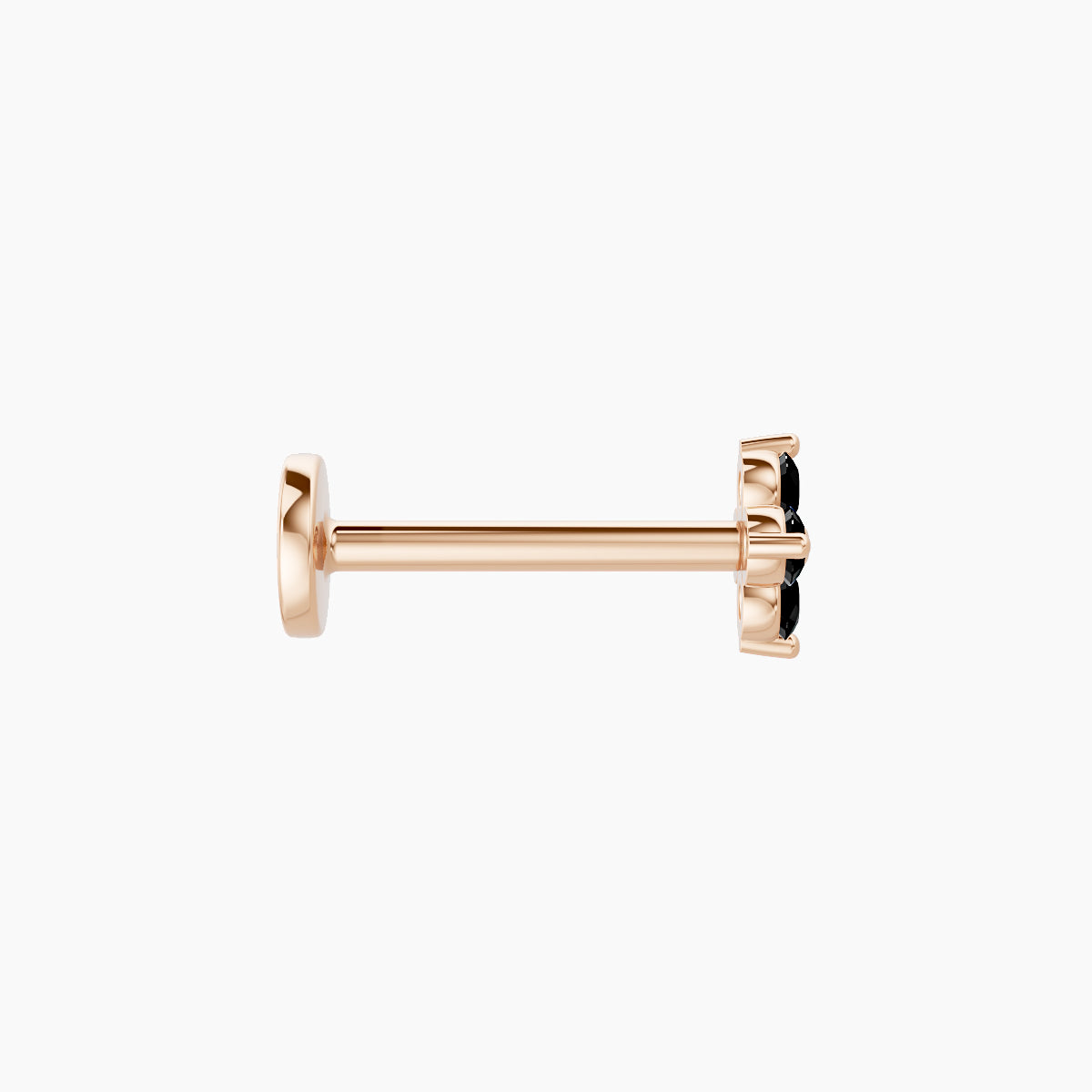 Eris | 18k Rose Gold 8 mm 4.5 mm Flower Black Diamond Nose Piercing
