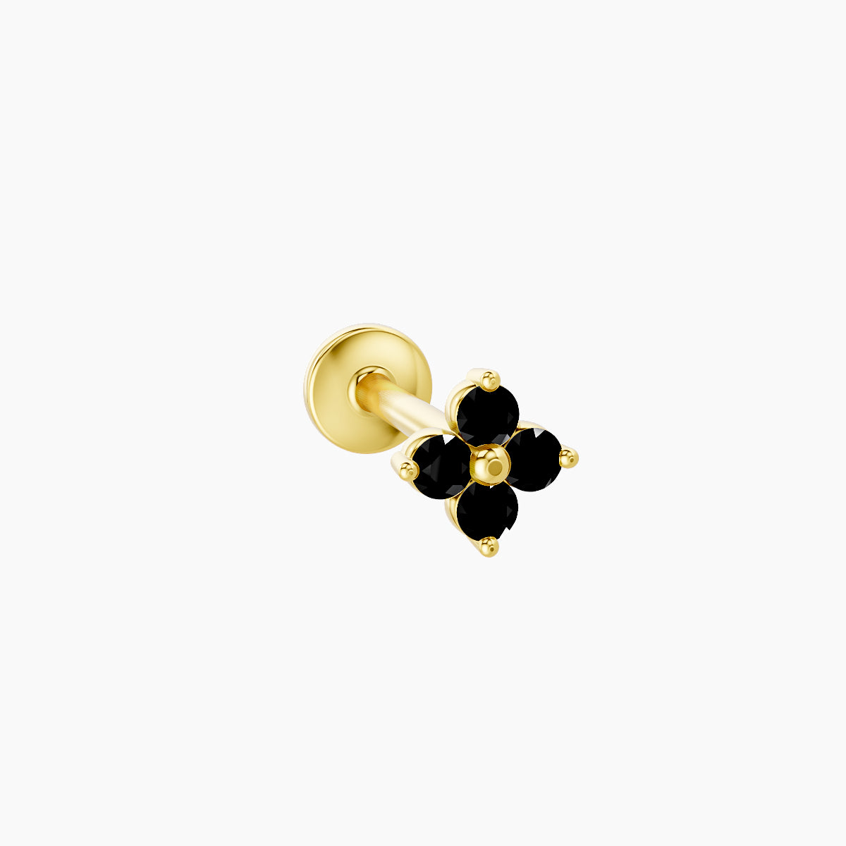 Eris | 18k Yellow Gold 8 mm 4.5 mm Flower Black Diamond Nose Piercing