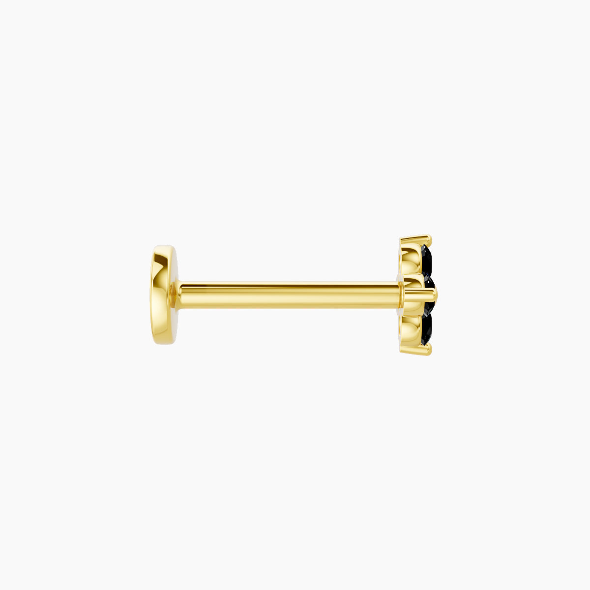 Eris | 18k Yellow Gold 8 mm 4.5 mm Flower Black Diamond Nose Piercing
