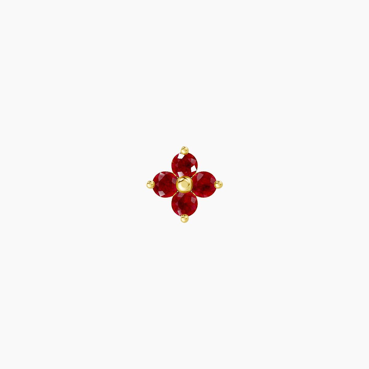 Eris | 18k Yellow Gold 8 mm 4.5 mm Flower Ruby Nose Piercing