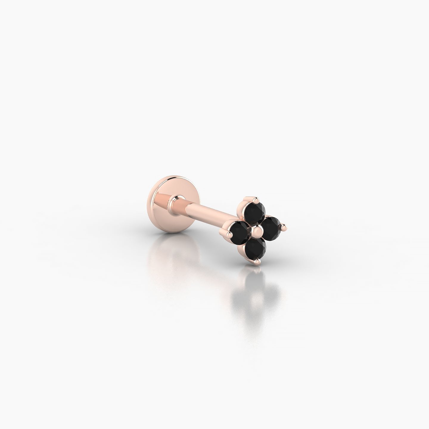 Eris | 18k Rose Gold 8 mm 4.5 mm Flower Black Diamond Nose Piercing