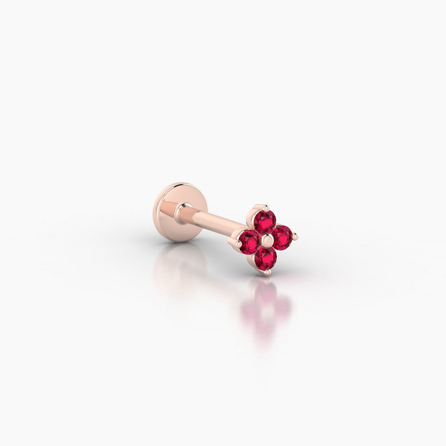 Eris | 18k Rose Gold 8 mm 4.5 mm Flower Ruby Nose Piercing
