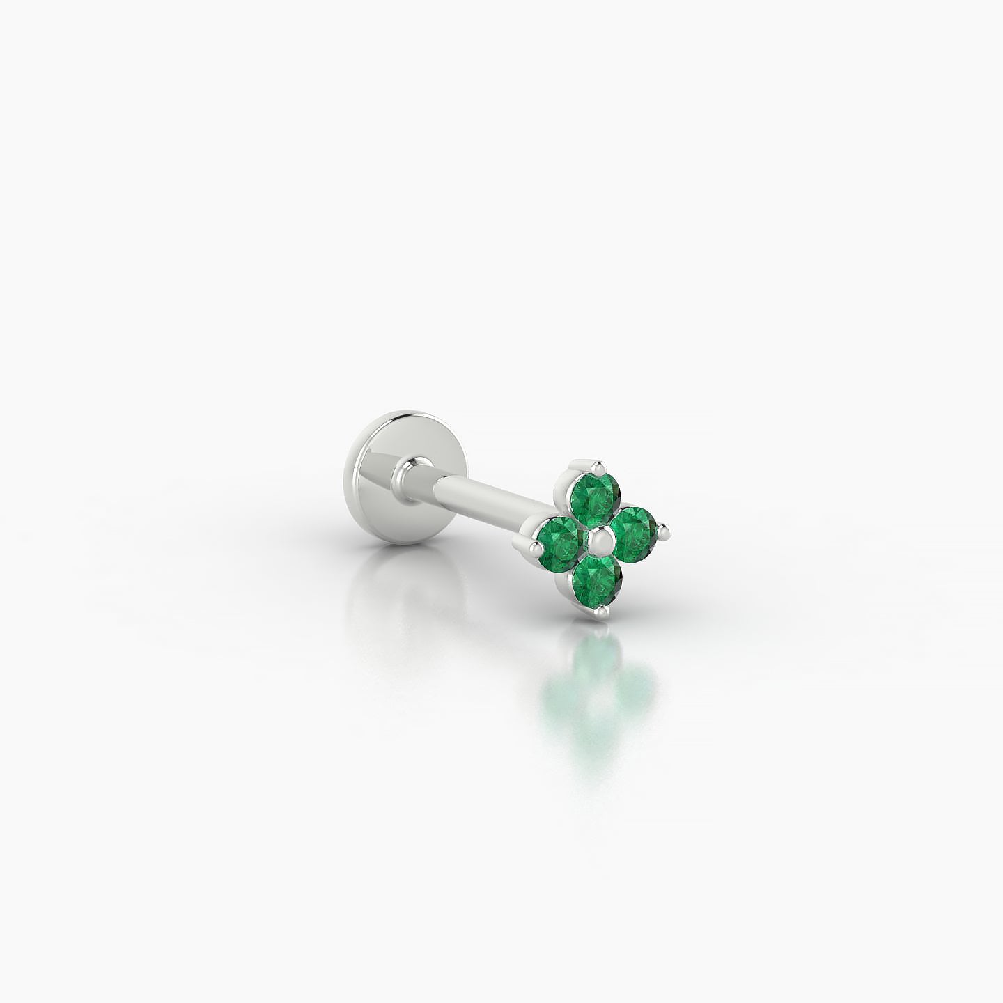 Eris | 18k White Gold 8 mm 4.5 mm Flower Emerald Nose Piercing