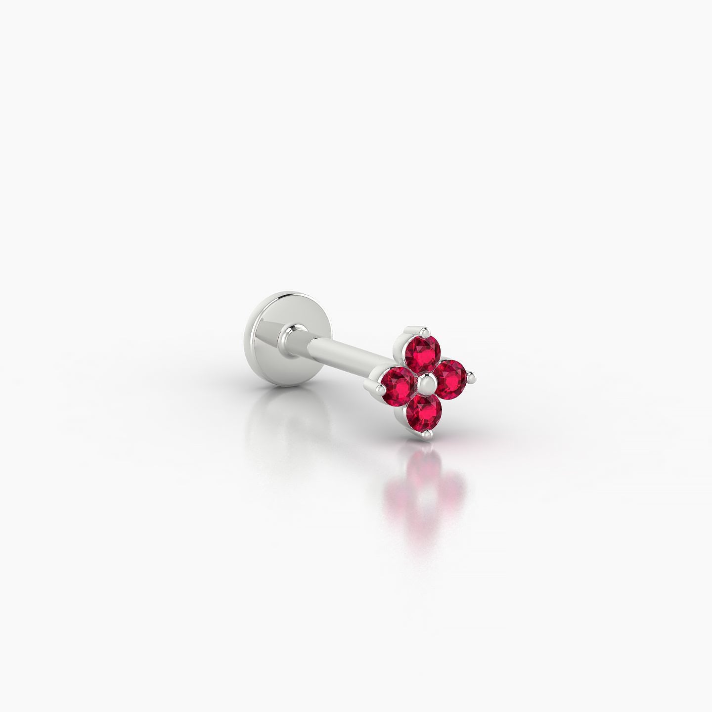 Eris | 18k White Gold 8 mm 4.5 mm Flower Ruby Nose Piercing