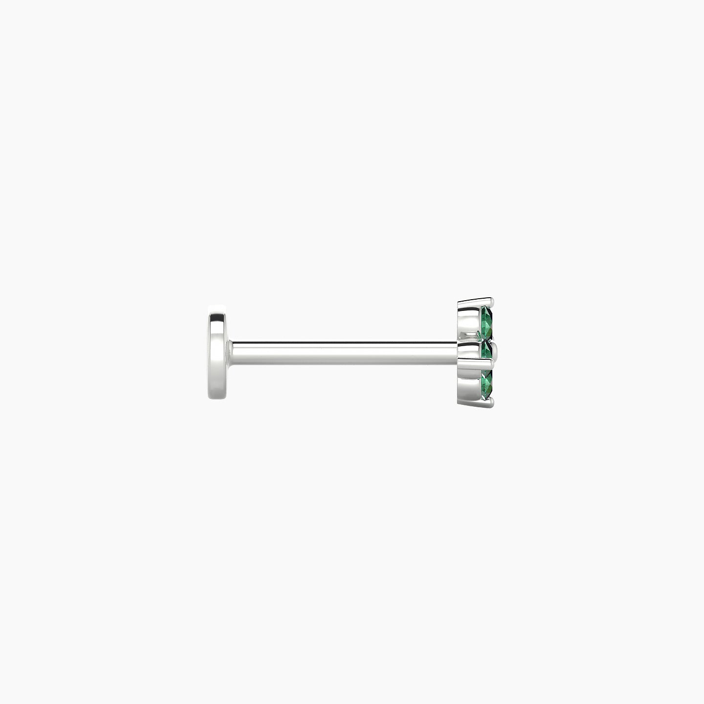 Eris | 18k White Gold 8 mm 4.5 mm Flower Emerald Nose Piercing
