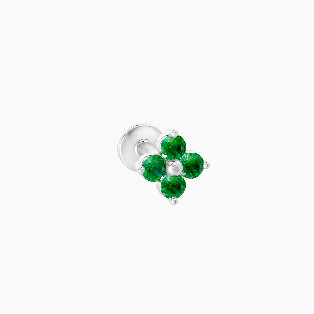 Eris | 18k White Gold 5 mm 5 mm Flower Emerald Piercing